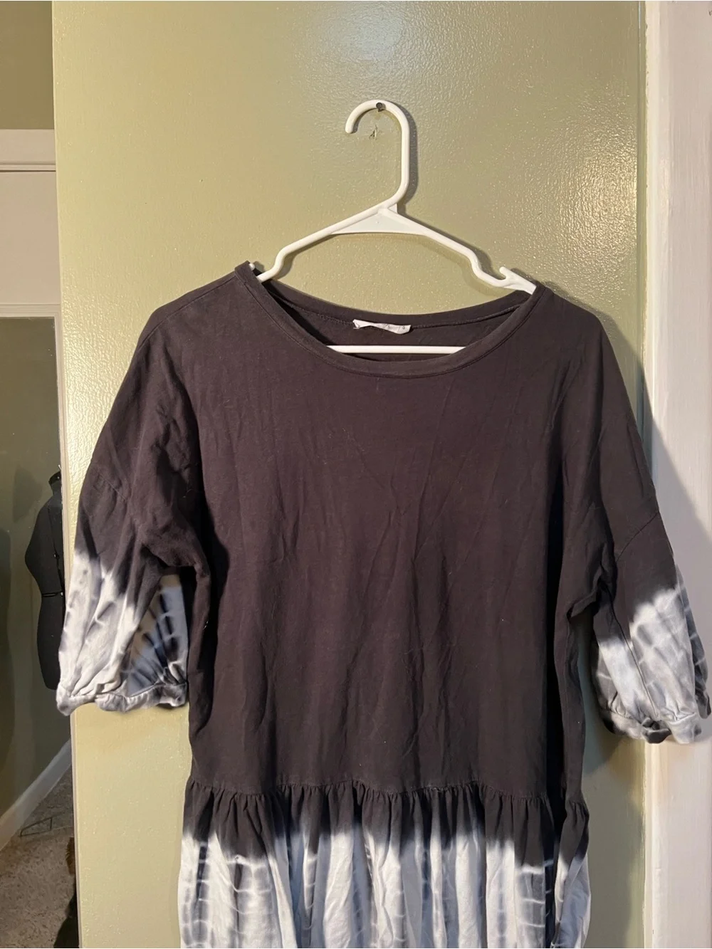 Talulah Women’s Size Small T-Shirt Dress Gray White Tie Dye Short Sleeve Mini